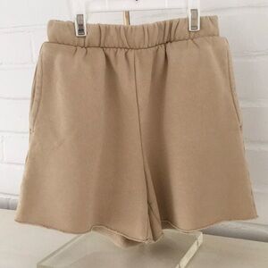 Girls Classic Cotton Jersey Tan Shorts With Pockets Size 10